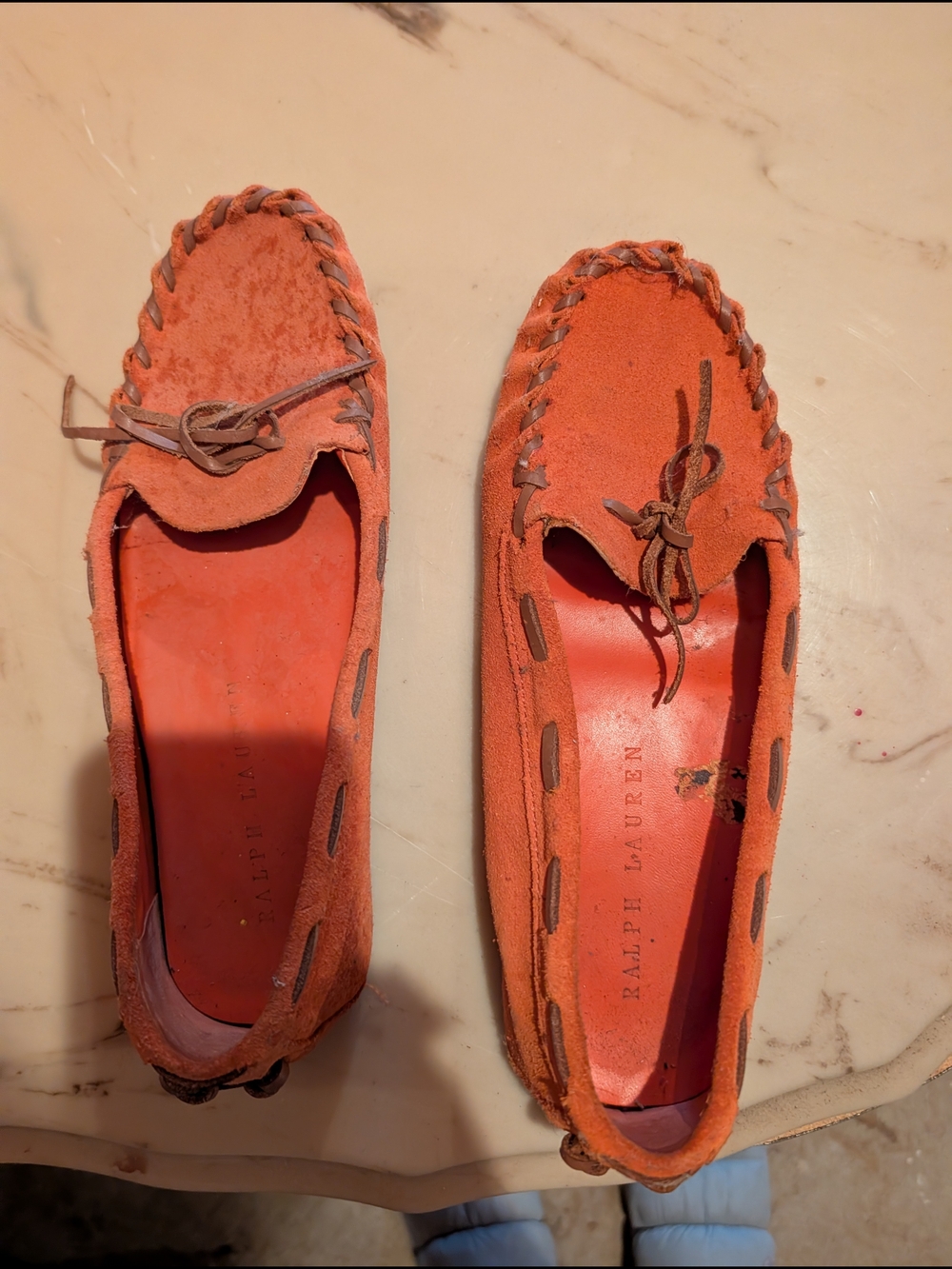 Ralph Lauren Orange Suede Moccasin Driving Shoes